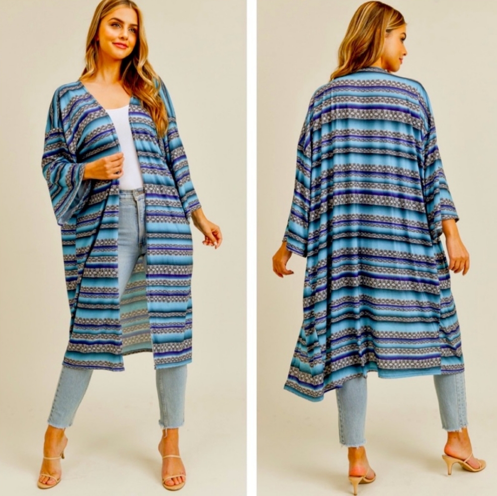 Striped Snakeskin Duster Cardigan